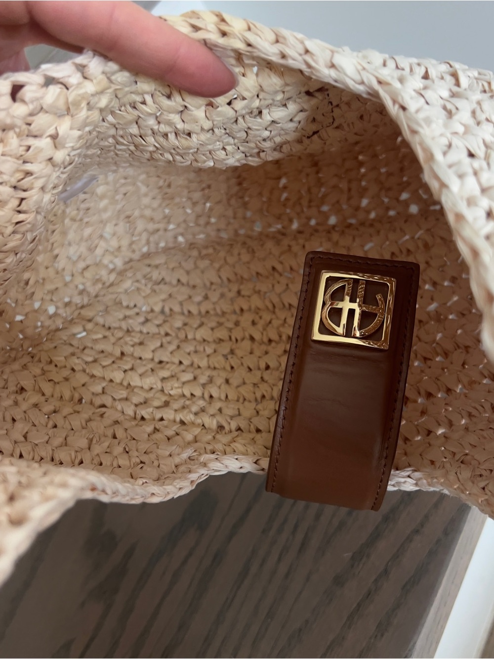 Anine Bing Raffia Lou Shoulder Bag Monogram NWT - Picture 10 of 11